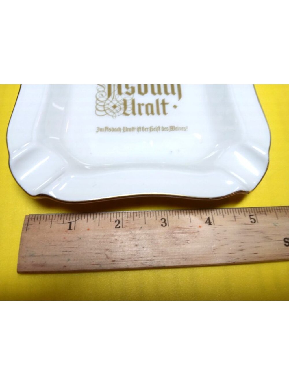 Asbach Uralt Porcelain Ashtray H&C Selb Bavaria Germany White Gold Vintage Cigar - Picture 6 of 12